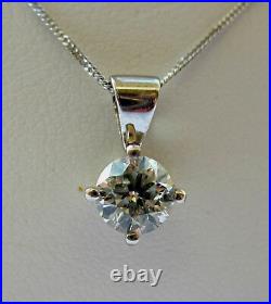 Today Only 1/2ct Diamond Solitaire 9ct White Gold Pendant & Chain £300 Freepost