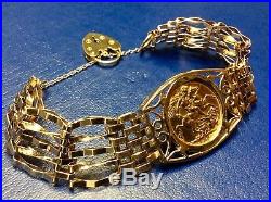 Traditional 9ct Gold Full Sovereign Gate Link Bracelet 22.6 Grams