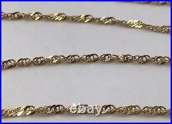 Unique 9ct Gold Twisted Flat Double Curb Link Chain 77cm / 30.3 Inch
