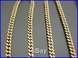 VINTAGE 9ct GOLD FACETED FLAT CURB NECKLACE CHAIN 21 inch C. 1970