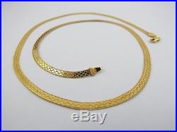VINTAGE 9ct GOLD FANCY HERRINGBONE LINK NECKLACE CHAIN 18 inch C. 1980