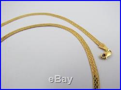 VINTAGE 9ct GOLD FANCY HERRINGBONE LINK NECKLACE CHAIN 18 inch C. 1980