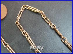 VINTAGE 9ct GOLD FANCY LINK WATCH CHAIN NECKLACE 19 inch 1991 Antique Style