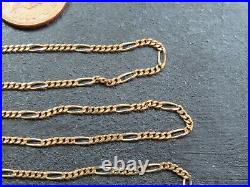 VINTAGE 9ct GOLD FIGARO LINK NECKLACE CHAIN 16 inch 1988