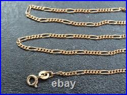 VINTAGE 9ct GOLD FIGARO LINK NECKLACE CHAIN 16 inch 1988