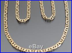 VINTAGE 9ct GOLD FLAT MARINE LINK NECKLACE CHAIN 27 1/2 inch C. 1980