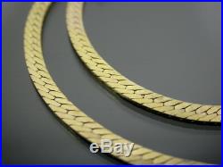 VINTAGE 9ct GOLD HERRINGBONE LINK NECKLACE CHAIN 16 inch C. 1980