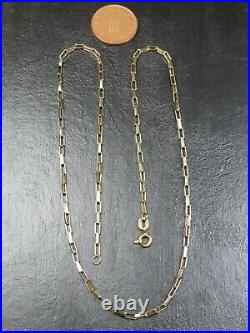 VINTAGE 9ct GOLD LONG BOX LINK NECKLACE CHAIN 17 1/2 inch 1986