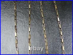 VINTAGE 9ct GOLD LONG BOX LINK NECKLACE CHAIN 17 1/2 inch 1986