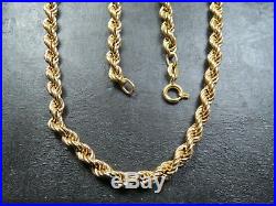 VINTAGE 9ct GOLD ROPE LINK NECKLACE CHAIN 24 inch 1979