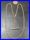 VINTAGE-9ct-ROSE-GOLD-OPEN-CURB-LINK-WATCH-CHAIN-NECKLACE-T-Bar-PENDANT-1990-01-ay