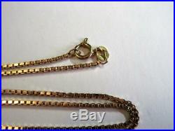 VINTAGE SOLID 9ct GOLD 16 INCH LONG BOX LINK NECKLACE, CHAIN 3.8g