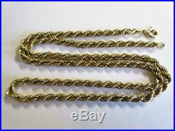 VINTAGE SOLID 9ct GOLD 19 INCH LONG TWIST LINK NECKLACE, CHAIN 5.4g