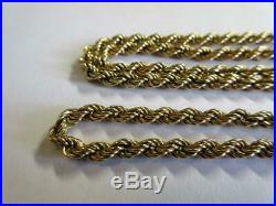 VINTAGE SOLID 9ct GOLD 19 INCH LONG TWIST LINK NECKLACE, CHAIN 5.4g