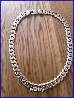 Very Heavy 181 Grammes Solid 9 Ct Gold Curb Chain Necklace 22.5 inches long 15mm