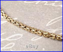 Very Long Antique 9ct Gold Chain, Byzantine Link, 33 Inch, Solid, Heavy, Chunky