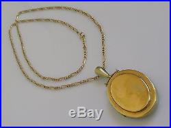 Victorian 15ct gold large oval locket & 9ct gold figaro chain 29 1/2 inches