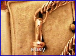 Victorian 9ct Rose Gold Triple Link Chain Bracelet With Bulldog Clasp