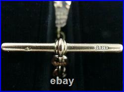 Victorian Antique 9 Ct Rose Gold Double Clip Pocket Watch Alber Chain & Key 42 G