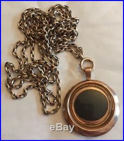 Victorian Long Guard 9ct Gold Muff Chain Locket Pendant Necklace