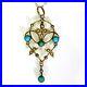 Victorian-Turquoise-Pearl-9ct-Yellow-Gold-Lavaliere-Necklace-Pendant-Chain-01-mf