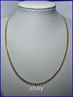 Vintage 16 Solid 9ct Gold Flat Curb Link Chain Ladies Men's 2.48g