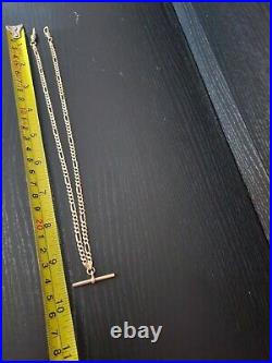Vintage 18 9ct Gold Figaro Chain And T bar