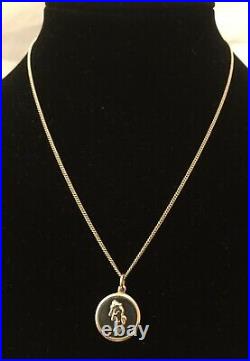 Vintage 1970s 9ct Gold 17 Chain Necklace with 9ct Gold Bull Taurus Pendant 6.4g