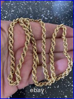 Vintage 375 9ct gold Rope chain Necklace L 20.5 / 52mm 9.9 Gr Heavy Not Scrap