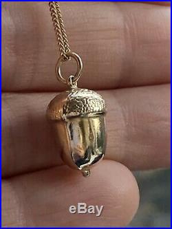 Vintage 9 Ct Gold Acorn On 9 Ct Gold Chain VGC