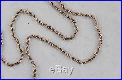 Vintage 9ct 375 rose gold womens 2.5mm Italian rope twist necklace chain 52cm