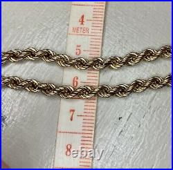 Vintage 9ct Gold 18inch Rope Chain Necklace 6.26g, 4mm