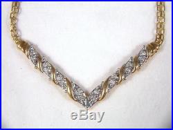 Vintage 9ct Gold. 48 carat 16 Diamond Set Necklace Pendant & Chain circa 1980's
