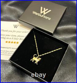 Vintage 9ct Gold Cat Pendant Necklace on 9k Gold Singapore Chain Pre-owned