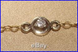 Vintage 9ct Gold Chain Necklace with 10 Diamonds 36 Hallmarked