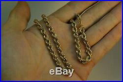 Vintage 9ct Gold Rope Twist Necklace. 6mm Gold Chain. Fully hallmarked. 10.2grams
