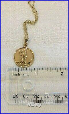 Vintage 9ct Gold St Christopher Charm Pendant & 20 Cable Link Necklace Chain