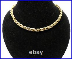 Vintage 9ct Gold Wheat Woven Chain 19 5mm Wide Textured Wheat Spiga Necklace