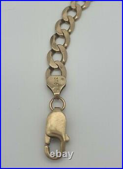 Vintage 9ct Hallmarked Solid Gold Flat Curb Link Bracelet 13.5 Grams 8.5 Long