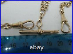 Vintage 9ct Rose Gold Double Albert Watch Chain All Links Marked Antique Albert