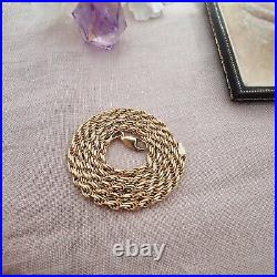 Vintage 9ct Yellow Gold Solid Rope Twist Link Chain Necklace 9k 375 19 Inches