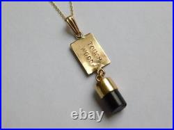 Vintage 9ct Yellow Gold and Ebony Touch Wood Pendant and Chain