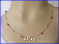 Vintage 9ct yellow gold coral chain link necklace (3.5g)
