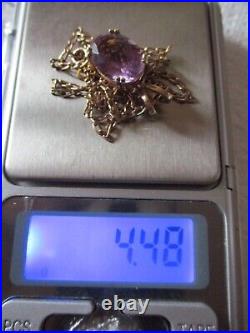 Vintage 9k 9ct Gold AMETHYST Pendant on 18 9ct Chain