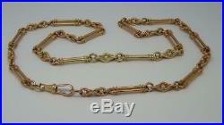 Vintage English 9ct 9k Solid Rose Gold Albert Watch Chain Necklace 20,32g