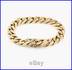 Vintage Men's Gents Heavy Solid 9Ct Gold Flat Curb Link Bracelet 69.9g