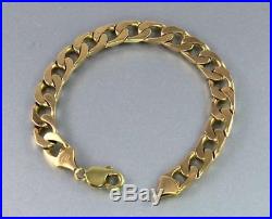 Vintage Men's Gents Solid 9Ct Gold Flat Curb Link Chain Bracelet 31.2g