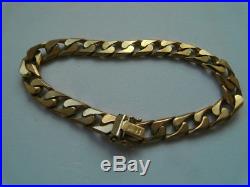 Vintage Men's Gents Solid 9ct Gold Flat Curb Link Chain Bracelet 28g