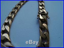Vintage Men's Gents Solid 9ct Gold Flat Curb Link Chain Bracelet 28g