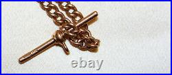 Vintage Rose Gold 9ct Fob chain with Clip & Separate Bar Signed RR Exc Con 920